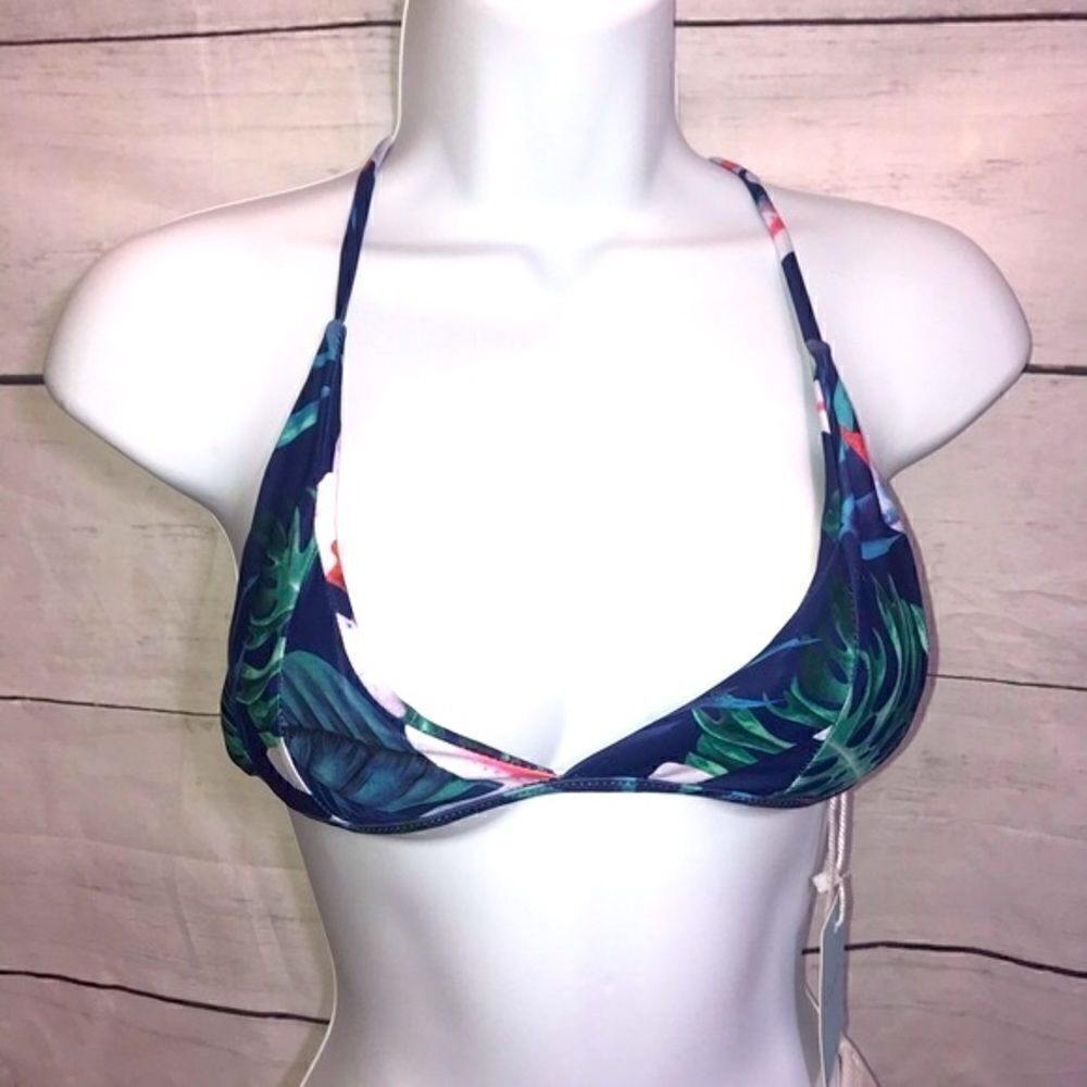 Cupshe Tropical Print Triangle Bikini Top-Sz-S NEW